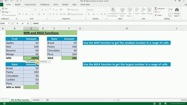 MIN & MAX Function in Excel (Gujarati)