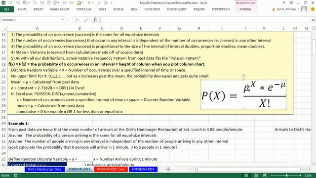 Excel 2013 Statistical Analysis #34: POSSION Distribution and POISSON.DIST Function