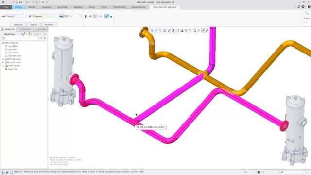 Removing Pipe Segments | Creo 5.0 смотреть онлайн