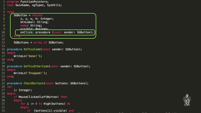 Functions pointers (Swinburne CodeCasts - Introduction to Programming in Pascal 4.4)