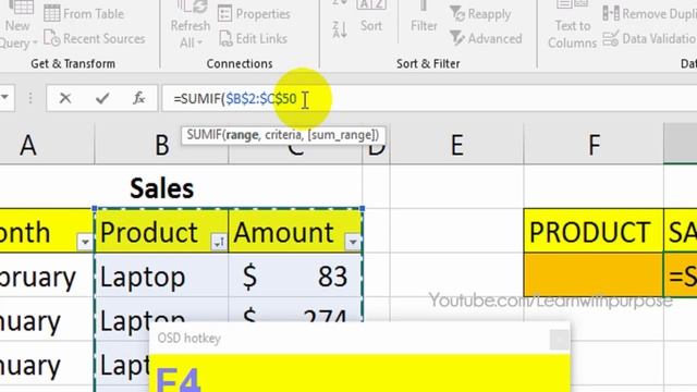How to Use SUM SUMIF SUMIFS Formulas in Excel Step by Step Urdu Hindi
