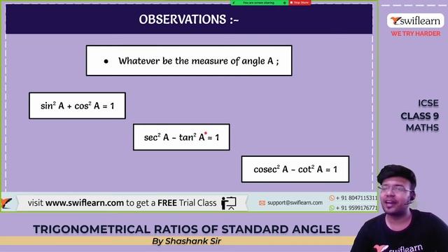 Trigonometrical Ratios of Standard Angles | ICSE Class 9 Maths | Session 1 - Swiflearn смотреть онлайн