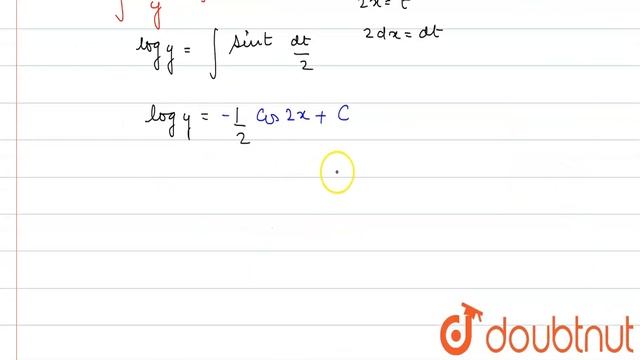 Solve the differential equation `(y)/(dx)=y sin 2x, \" given that \" y(0) =1.` смотреть онлайн
