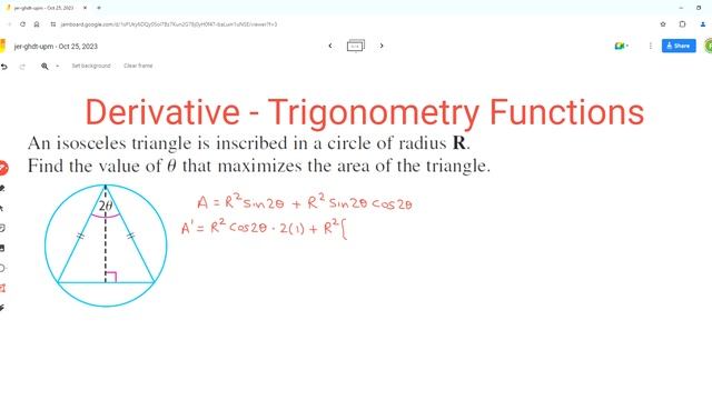 ANGLE THAT MAXIMIZES Area Of Isosceles Triangle Inscribed In Circle Of Radius R смотреть онлайн