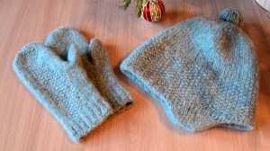Комплект из беби альпаки_ шапочка и варежки_ ручная работа