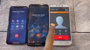 3 phones incoming & Outgoing Call Alcatel one Touch 7047D & Honor 7X & iPhone X MIUI