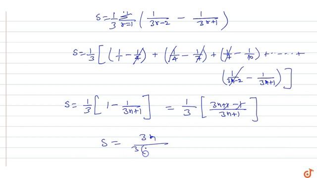 Let `S=1/(1.4)+1/(4.7)+1/(7.10)+.....+ n ` terms observe the following lists смотреть онлайн