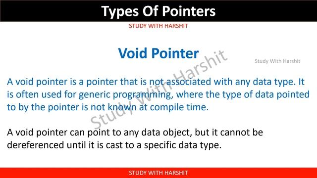 Pointer | Types Of Pointers | Null pointer | Void Pointer | Function Pointer | Constant Pointer