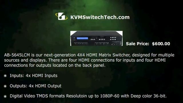KVMSwitchTech's 4x4 HDMI Matrix Switch with 3D full EDID Managment Learning RS232 and Infra Red смотреть онлайн