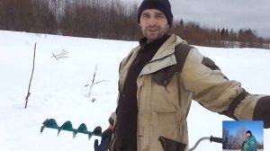 #мотобуксировщик , Зимняя рыбалка,как я ледобуром сверлил за 30 секунд лёд толщина 60 см?