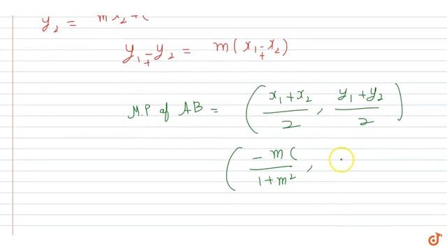 The line `y=mx+c` cuts the circle `x^2 + y^2 = a^2` at two distinct points A and B. Equation of... смотреть онлайн