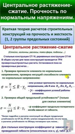 41.1 Центральное растяжение-сжатие прочность по нормальным. СП 16.