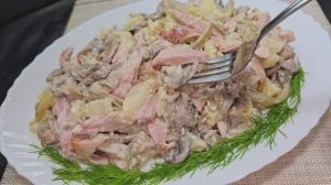 Салат ОХОТНИК  за 10 минут! РЕЦЕПТ МОЕЙ 60 ЛЕТНЕЙ БАБУШКИ! Я НИКОГДА НЕ ЕЛА ТАКОЙ ВКУСНЫЙ Салат!!!