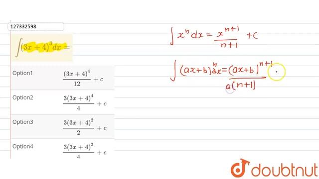 `int(3x+4)^(3)dx=` смотреть онлайн