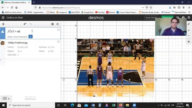 Como ajustar una parabola a una imagen usando desmos
