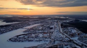 закат аэросъёмка город Братск