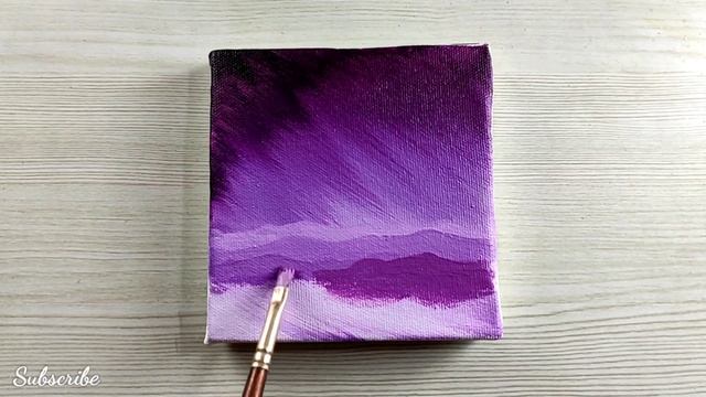 Easy Acrylic Painting Idea for Beginners, Purple 💜Aesthetic painting, Mini Canvas Painting