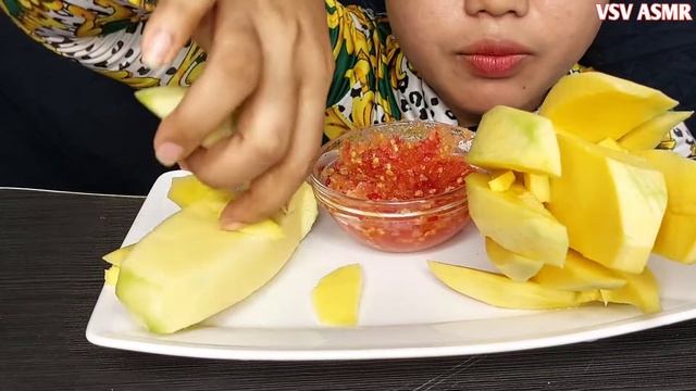SOUR MANGO MUKBANG *ASMR SOUR MANGO WITH SPICY CHILI SAL*MOUTH Watering Video