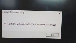 Ошибка Unhandled Exeption автокада