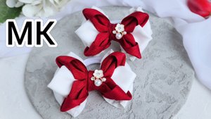 Как сделать бантик на резинке/ Бантики своими  руками/Бант из лент/Канзаши  Бантики/Школьные бантики