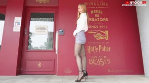 Simple Look ❤️ | White Blouse & Grey Mini Skirt w Black Pantyhose & Heels | Crossdress
