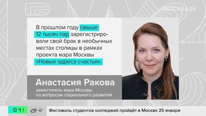 12 тысяч пар заключили брак на площадках проекта "Новые адреса счастья" в 2024 году