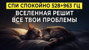 528+963 Гц Исцеляющее мурлыканье котика | Спи спокойно, а Вселенная решит все проблемы за тебя