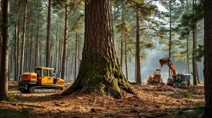 Вырубка гигантской сосны возрастом 60 лет и высотой 20 метров!