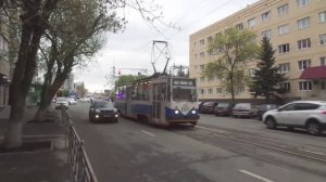 РОССИЯ ГОРОД УФА УФИМСКИЙ ТРАМВАЙ КТМ ДЕПО ЗОРИНА 14 МАЯ 2022 УЛИЦА МИНГАЖЕВА #tram #russia