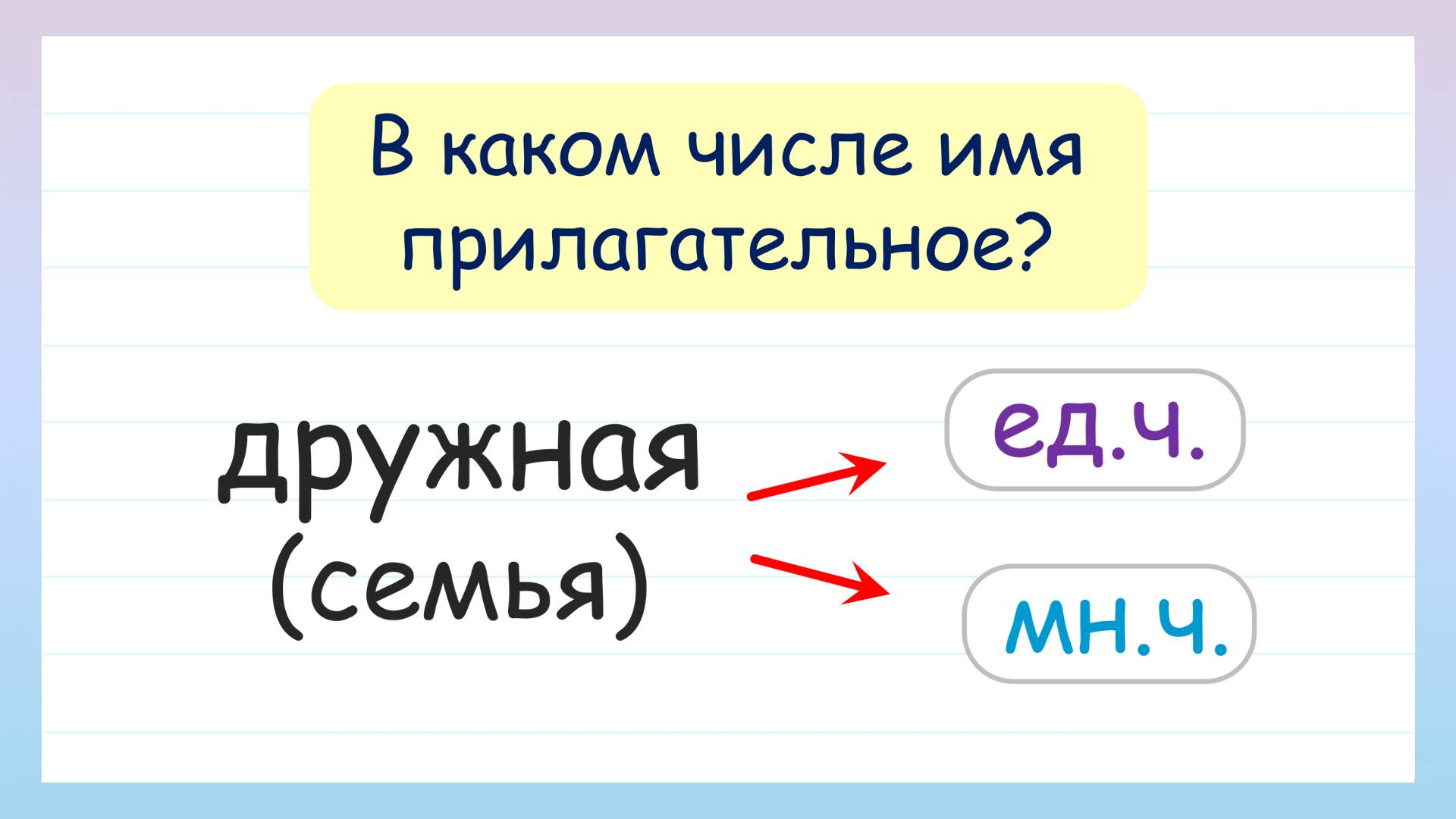 Число имен прилагательных. В каком числе имя прилагательное?