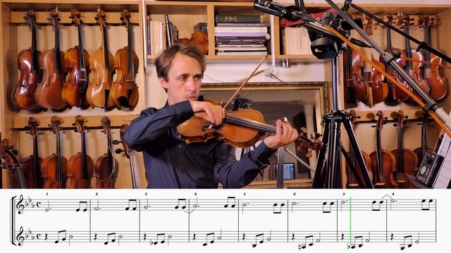 Violin E♭ Major scale, Play through (♩ = 80) TEACHER / ACCOMPANIMENT смотреть онлайн