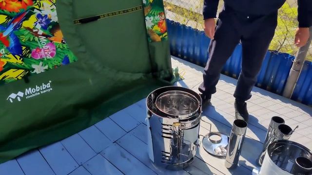 Мобильная баня МБ-10 в цвете таити и КЦ-3