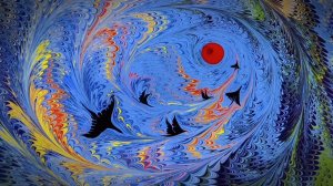 Времена года. Эбру шоу. Техника рисования на воде, эбру.