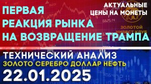 Первая реакция рынка на возвращение Трампа. Анализ рынка золота, серебра, нефти, доллара 22.01.2025г