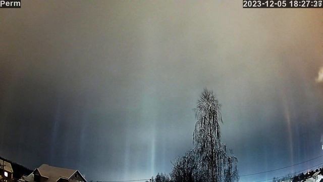 Световые столбы, Пермь, 05 декабря 2023г.