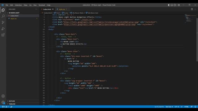 Neon Light Button Animation Effects on Hover Using HTML CSS Only