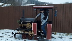 Паровоз. Декабрь. Садовая железная дорога. Garden steam/ Narrow gauge railway