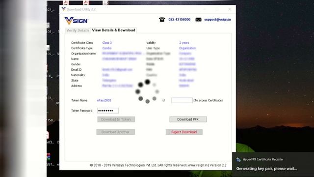 Download Vsign Digital Signature into ePass2003auto Token - Hindi