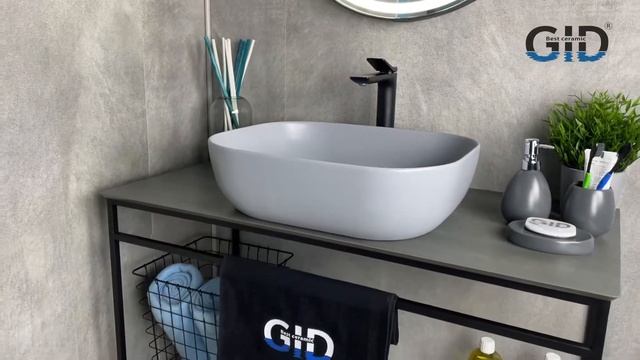 Серая матовая раковина для ванной Gid Gm1302