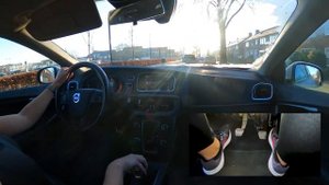 ✳️DRIVING DOWNTOWN🏙  pantalon, black Nike sneakers👟 manual Volvo V40, Car ASMR