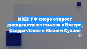 МИД: РФ скоро откроет диппредставительства в Нигере, Сьерра-Леоне и Южном Судане