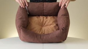 Лежак для животных, кошек и собак с искусственной замшей 43х32х21 см (коричневый)