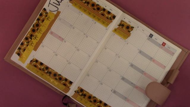 Hobonichi Cousin Avec July Monthly Planner Decoration - Sunflower Themed Stickers & Washi tape
