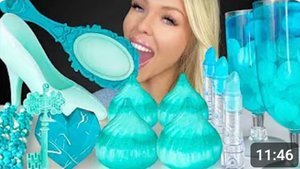 ASMR СИНИЙ И БИРЮЗОВЫЙ ДЕСЕРТ, СЪЕДОБНАЯ СТЕКЛЯННАЯ ЗОЛУШКА