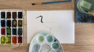 Как нарисовать журавля карандашом и акварелью начинающим | Рисунок для детей
