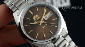 Механические часы Orient 3 Star FAB00006T9 с коричневым циферблатом.