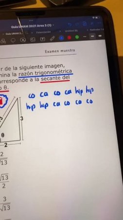 Hack 🥤 para aprenderte las 6 razones trigonométricas Guía UNAM 2021 Área 1 Matemáticas Reactivo 54