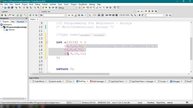 C Programming Tutorial for Beginners 21 - Multidimensional Array in C
