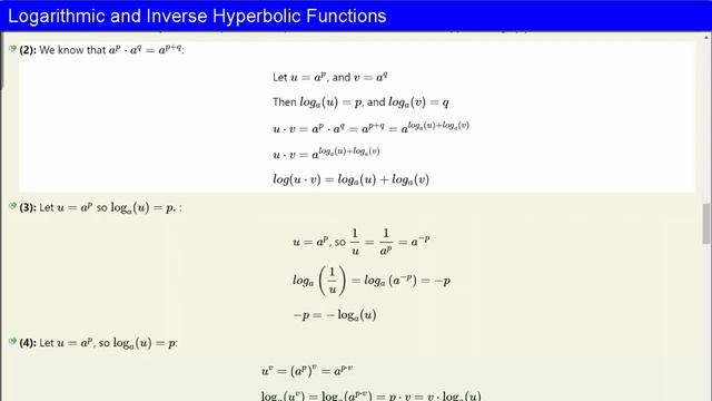 Logarithmic and Inverse Hyperbolic Functions