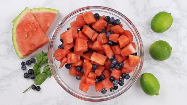 How To Make a Watermelon Blueberry Mojito Salad
